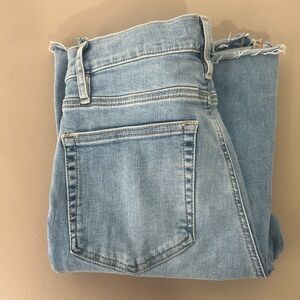 Frame Le Easy Flare Denim Light Wash Blue Colorado Raw Hem Jeans Womens SZ 27